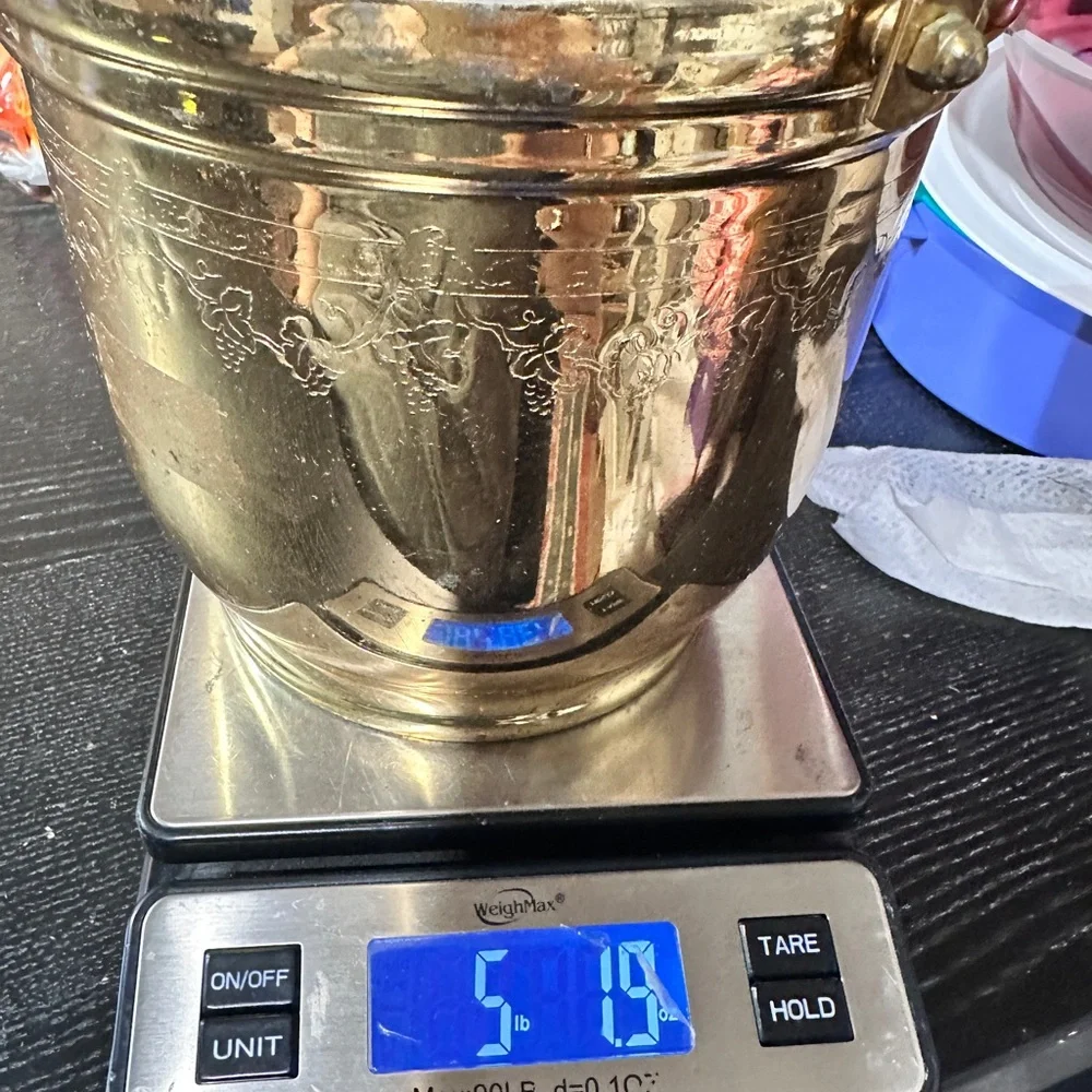 Vintage MCM Solid Brass Ice Bucket by United